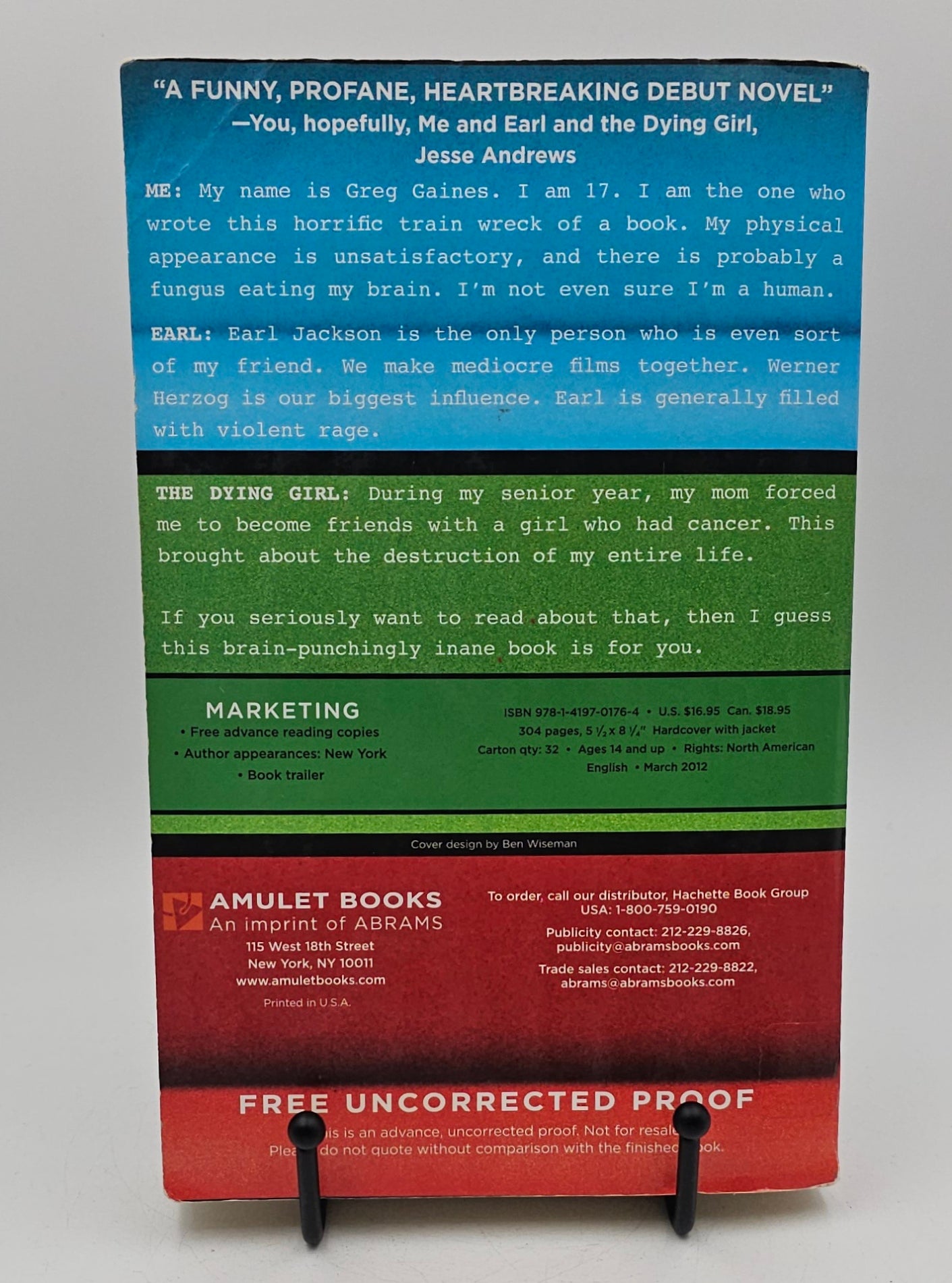 Me and Earl and the Dying Girl **Uncorrected Proof** by Jesse Andrews