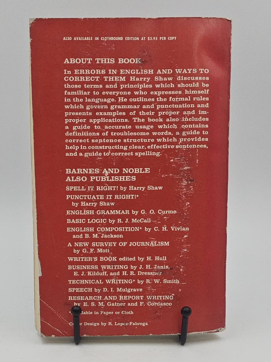 Errors in English: and Ways to Correct Them by Harry Shaw