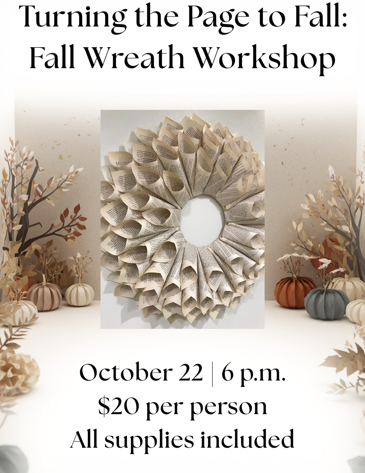 Turning the Page to Fall: Fall Wreath Workshop