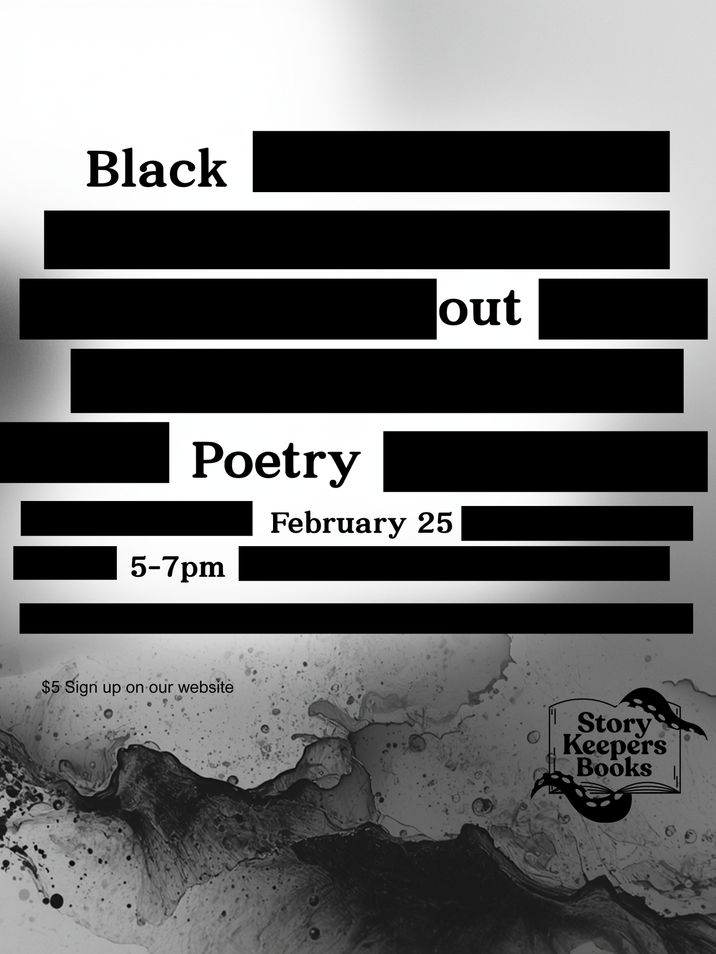 Blackout Poetry Night February 25