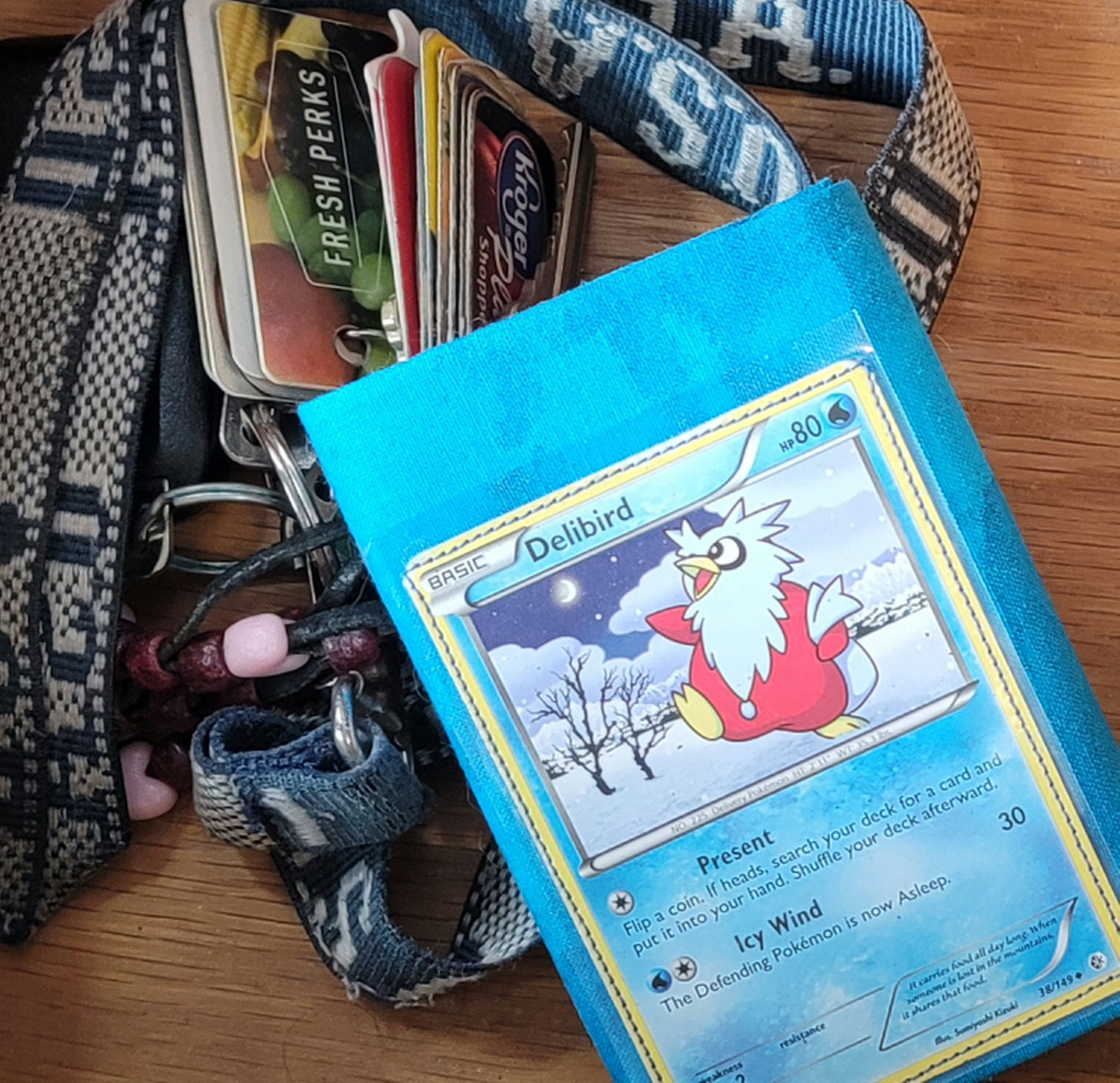 Handmade Delibird Pokemon card cloth wallet
