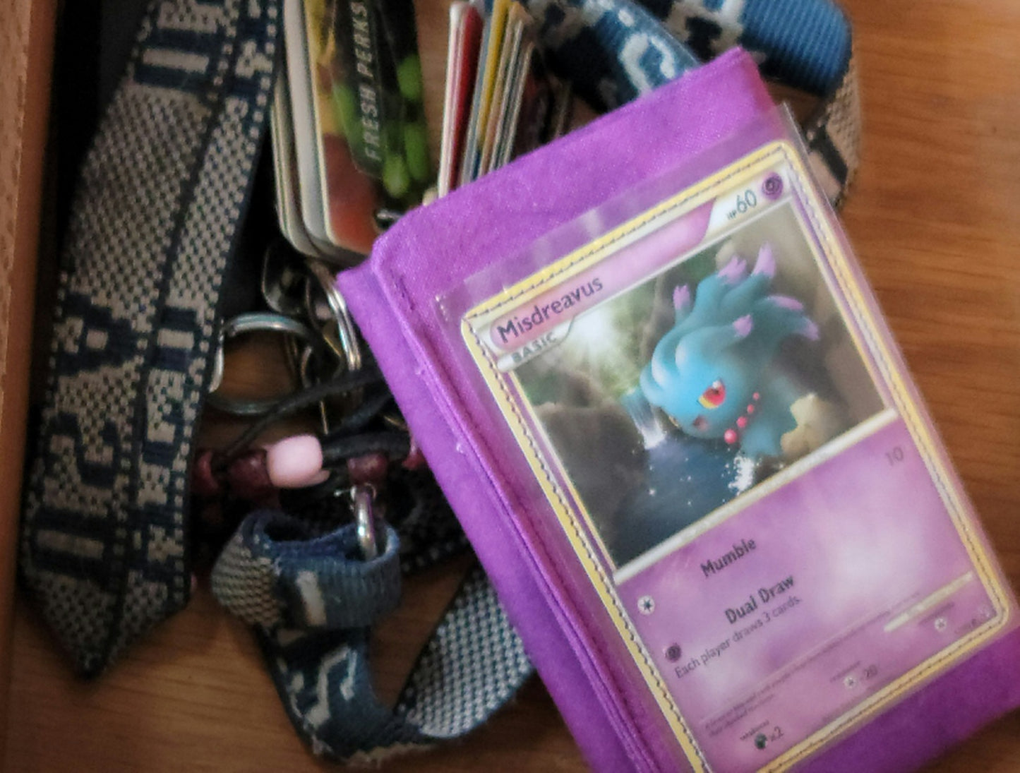 Handmade Misdreavus and Reverse Holo Mismagius Pokemon card cloth wallet
